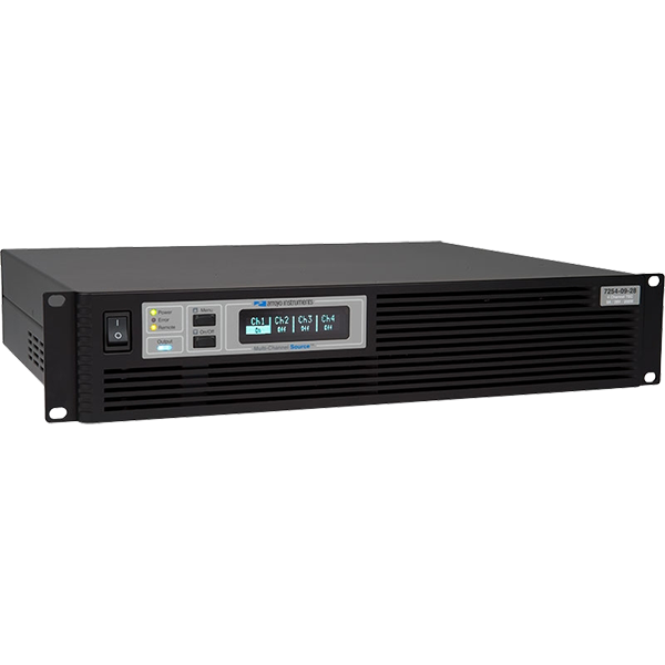 Multi-channel laser diode driver with four-channel high-power capability in a compact rack-mountable chassisMulti-channel laser diode driver – 4-channel, rack-mountable