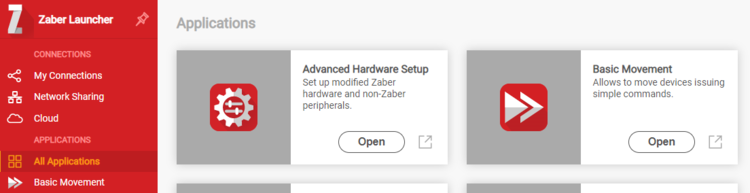 Zaber Launcher All Applications tab