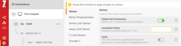 Specify motor settings to ensure smooth and powerful movement.