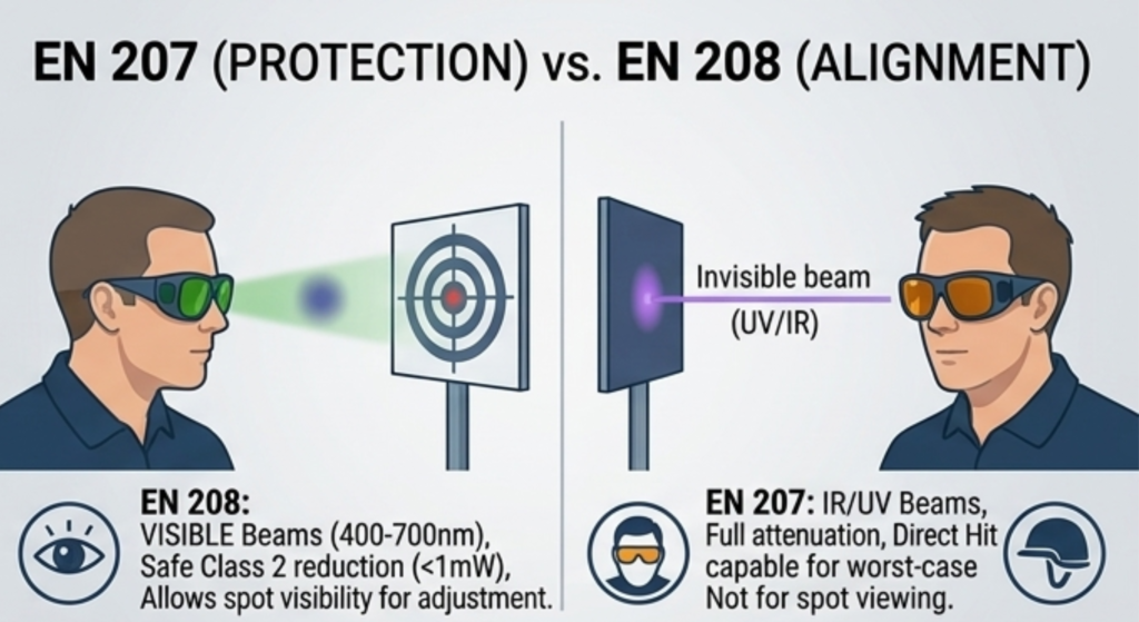 EN 208 alignment vs EN 207 protection