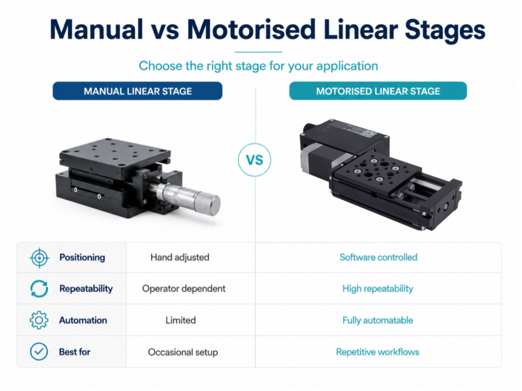 Manual vs Motorised linear stages